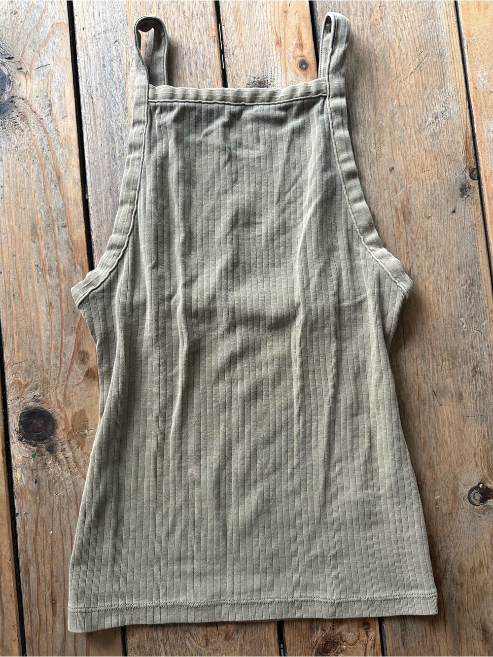 Free People Low-Back Ribbed Tank Top in Light Olive